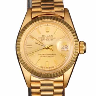 Ladies Rolex 18K Yellow Gold Datejust President Watch Champagne Dial 6917 (SKU 7563617AMT)