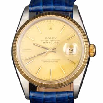 Mens Rolex Two-Tone 18K/SS Datejust Watch Gold Champagne Dial 16233 (SKU E773360BEAMT)