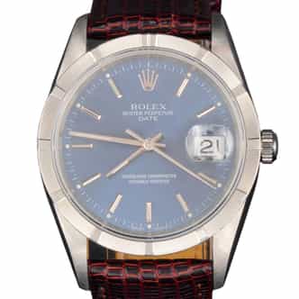 Mens Rolex Stainless Steel Date Watch Blue Dial 15210 (SKU U153695AMT)