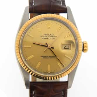 Mens Rolex Two-Tone Datejust 16013 Watch Quickset with Gold Champagne Dial (SKU 9780425BRMT)