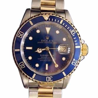 Mens Rolex Two-Tone 18K/SS Submariner Blue  16613 (SKU T883070BCMT)