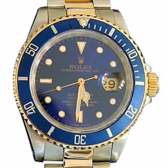 Mens Rolex Two-Tone 18K/SS Submariner Blue  16613 (SKU X634201BCMT)