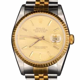 Mens Rolex Two-Tone Datejust Watch 16233 with Papers (SKU L739356AMT)