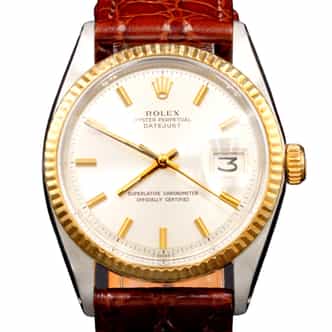 Mens Rolex Two-Tone Datejust 1601 Watch with Silver Dial (SKU 1601FPBRAMT)