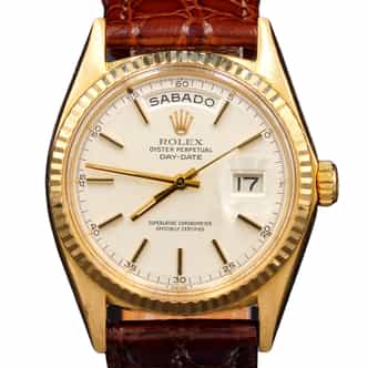 Mens Rolex 18K Gold Day-Date Watch with Silver Dial 1803 (SKU 1636239FPAMT)