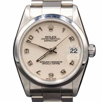 Mid-Size Rolex Datejust SS Watch with Ivory Anniversary AKA Jubilee Dial 78240 (SKU A978932FPAMT)