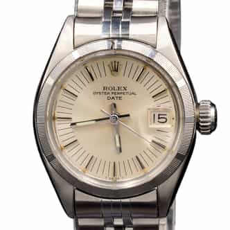 Ladies Rolex Stainless Steel Date Watch Silver Stick Dial 6919 (SKU 3995795AMT)