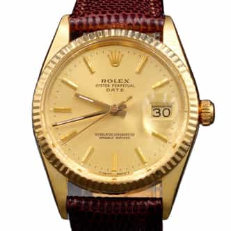 Mens Rolex 14K Yellow Gold Date Watch Gold Champagne Dial 15037 (SKU 7108986BRAMT)