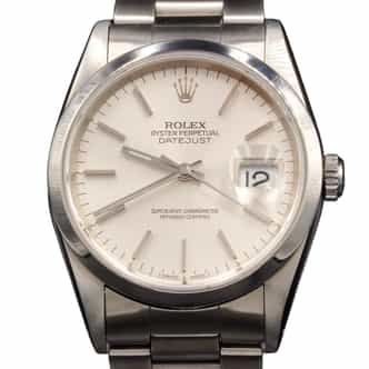 Mens Rolex Stainless Steel Datejust Watch Silver Dial Oyster Band 16200 (SKU E334277OAMT)