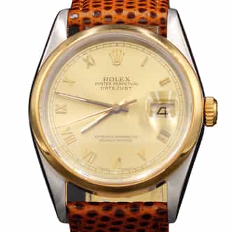 Mens Rolex Two-Tone 18K/SS Datejust Watch Gold Champagne Roman Dial 16203 (SKU E512573BRAMT)