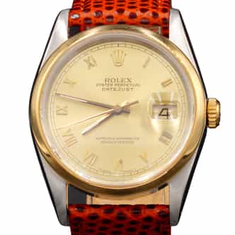 Mens Rolex Two-Tone 18K/SS Datejust Watch Gold Champagne Roman Dial 16203 (SKU E512573BRAMT)