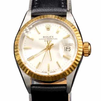 Ladies Rolex Two-Tone 14K/SS Date Watch Silver Stick Dial 6917 w/ Service Card (SKU 2932679AMT)