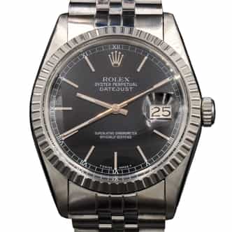 Mens Rolex Stainless Steel Datejust Watch with Black Dial Ref 16030 (SKU 5882666AMT)