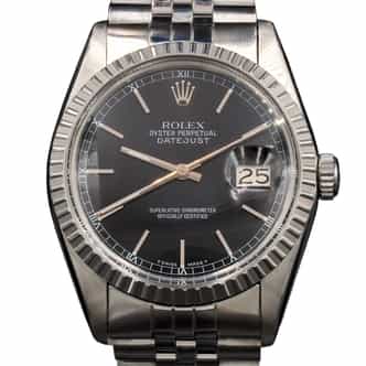Mens Rolex Stainless Steel Datejust Watch Ref 16030 with Black Dial (SKU 5882666AMT)