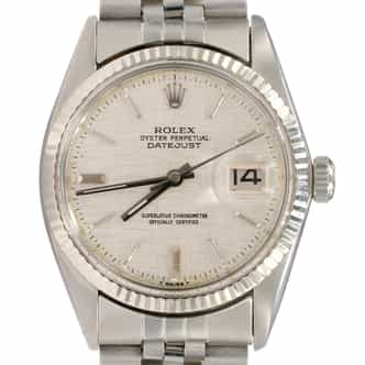 Mens Rolex Stainless Steel Datejust Watch Silver Linen Dial 16014 (SKU 6327786AMT)
