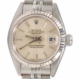 Rolex Ladies Stainless Steel/White Gold Datejust 69174 Watch Silver Dial (SKU S393859AMT)
