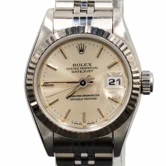 Rolex Ladies Stainless Steel Datejust Watch Silver Dial 69174 (SKU S393859AMT)