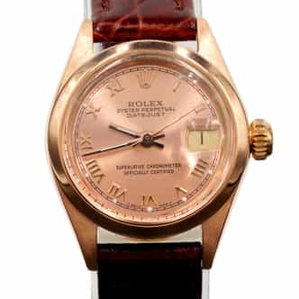 Ladies Rolex 18K Rose Gold Datejust Watch Model Ref. 6916 with Pink Salmon Dial (SKU 3202769AMT)