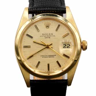 Mens Rolex 14K Yellow Gold Date Watch Gold Linen Dial 1501 (SKU 5003993BLAMT)