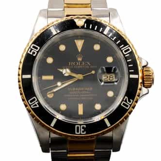 Mens 1990s Rolex 2Tone Submariner Watch Black Dial 16613 (SKU L422441FPAMT)