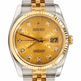 Mens Rolex Two-Tone Datejust Watch 116233 with Factory Gold Anniversary Diamond Dial (SKU M191674AMT)