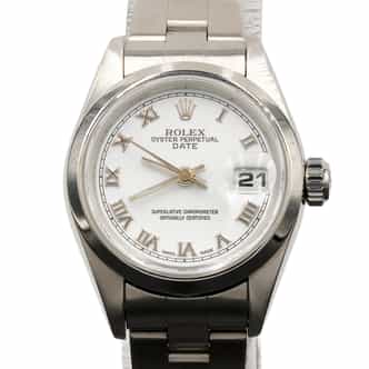 Ladies Rolex Stainless Steel Date Watch White Roman Dial 79160 (SKU P291139FPAMT)