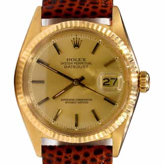Mens Rolex 18K Yellow Gold Datejust Watch Gold Champagne Dial 1601 (SKU 1261041BRAMT)