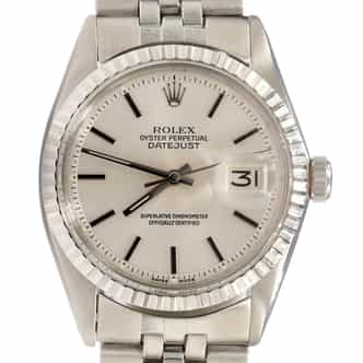 Vintage Rolex Mens Datejust 1603 Stainless Steel Watch Silver Dial Jubilee Band (SKU 1268887JAMT)
