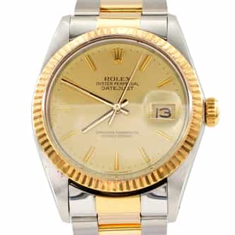 Mens Rolex Two-Tone Datejust Watch 16013 with Gold Champagne Dial (SKU R338321AMT)