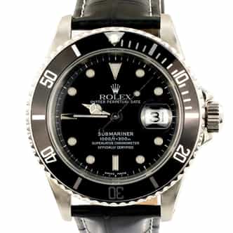 Mens Rolex Stainless Steel Submariner Watch Black Dial Black Band 16610 (SKU R744994AMT)
