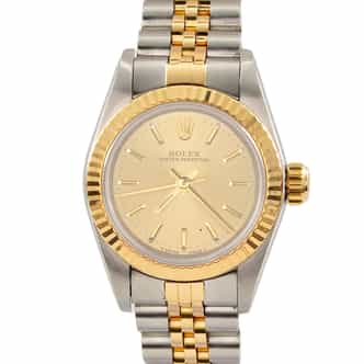 Ladies Rolex Two-Tone 18K/SS Oyster Perpetual Champagne 67193 (SKU S417698AMT)