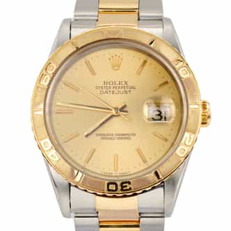 Mens Rolex Two-Tone 18K/SS Datejust Turn-O-Graph Watch Champagne Dial 16263 (SKU K398414AMT)