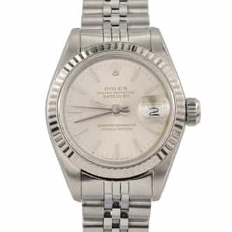 Rolex Stainless Steel and White Gold Lady Datejust 69174 Watch with Silver Dial (SKU L546662AMT)