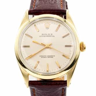 Mens Rolex 14K Gold Shell Oyster Perpetual Watch Silver Dial 1024 (SKU 2197516AMT)
