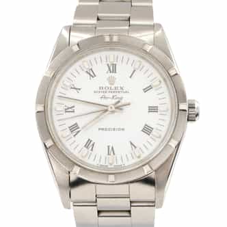 Mens Rolex Stainless Steel Air-King Watch White Roman Dial 14010 (SKU X762872AMT)