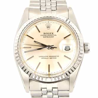 Mens Vintage Rolex Stainless Steel Datejust Watch with Silver Dial 1603 (SKU 1601FLJAMT)