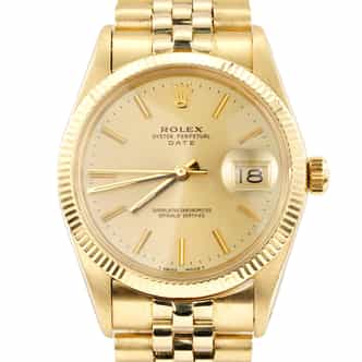 Mens Rolex 14K Yellow Gold Date Watch Gold Champagne Dial 15037 (SKU 6744102AMT)