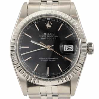 Mens Rolex Stainless Steel Datejust Watch with Black Dial Ref 16030 (SKU 8517241AMT)