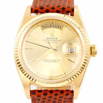 Mens Vintage Rolex 18K Yellow Gold Day-Date 1803 Watch Champagne Dial (SKU 1803BFPAMT)