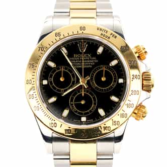 Mens Rolex Two-Tone 18K/SS Daytona Cosmograph Watch Black Dial 116523 (SKU P344054AMT)