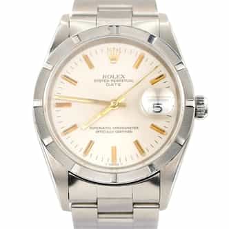 Mens Rolex Stainless Steel Date Watch Silver Dial Oyster Band 15210 (SKU Y706209FPOAMT)