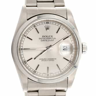 Mens Rolex Stainless Steel Datejust Silver Dial and Oyster Band 16200 (SKU F553893FPAMT)