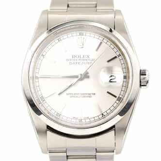 Mens Rolex Stainless Steel Datejust Silver Dial and Oyster Band 16200 (SKU F553893FPAMT)
