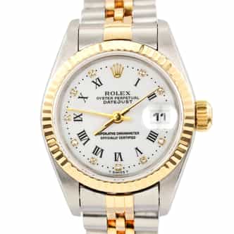 Ladies Rolex Two-Tone 18K/SS Datejust White Diamond Roman 69173 (SKU W484410AMT)
