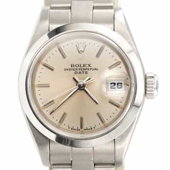 Ladies Rolex Stainless Steel Date Watch 69160 with Silver Dial Oyster Band (SKU R979071AMT)