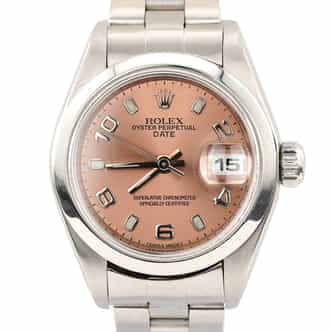 Ladies Rolex Stainless Steel Date 79160 Watch Salmon Arabic Dial (SKU Y663519AMT)