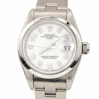 Ladies Rolex Stainless Steel Date 79160 Watch White Arabic Dial (SKU Y133833AMT)