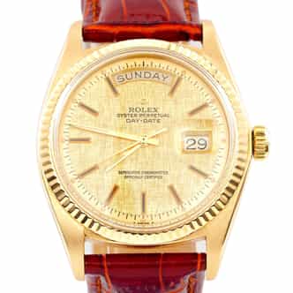 Vintage Rolex Day-Date 1803 Mens 18K Yellow Gold Watch with Gold Linen Dial (SKU B3130198AMT)