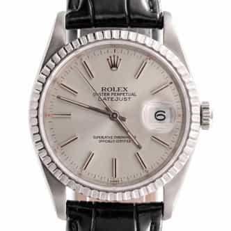 Mens Rolex Stainless Steel Datejust Watch 16233 with Engine-Turned Bezel (SKU X313142AMT)