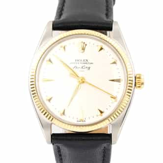 Mens Vintage Rolex Two-Tone Air-King Watch Ref 5501 with Silver Dial (SKU 846452AMT)